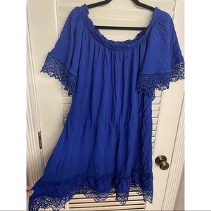 Plus Size Cobalt Cocktail Dress, Off the Shoulder